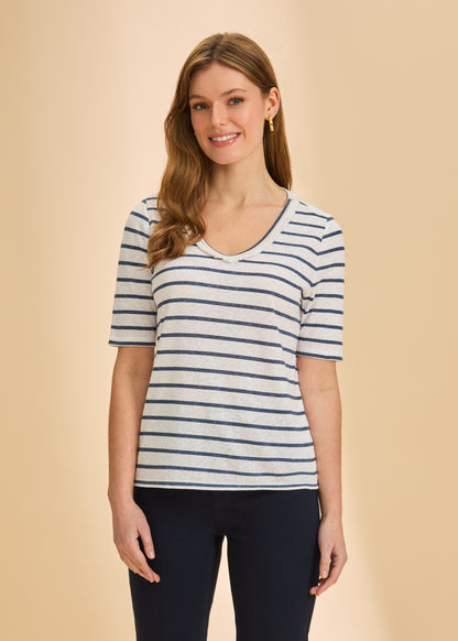 Elbow Sleeve Fringed Neck Top - Suttles & Seawinds