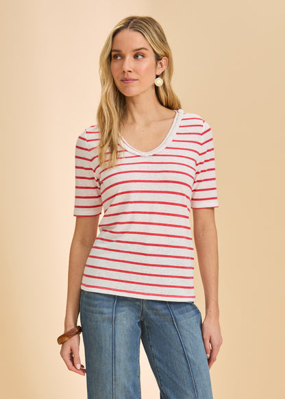 Elbow Sleeve Fringed Neck Top - Suttles & Seawinds