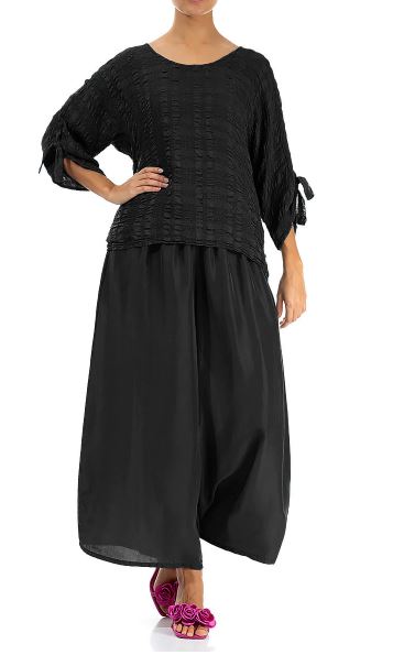 Wide Black Silk Trousers - Suttles & Seawinds