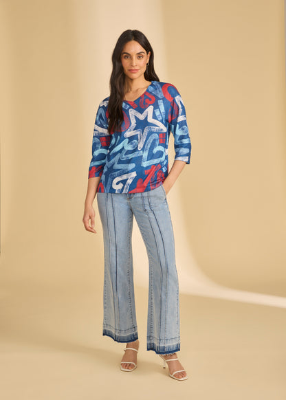 3/4 Sleeve V-Neck Top - Suttles & Seawinds