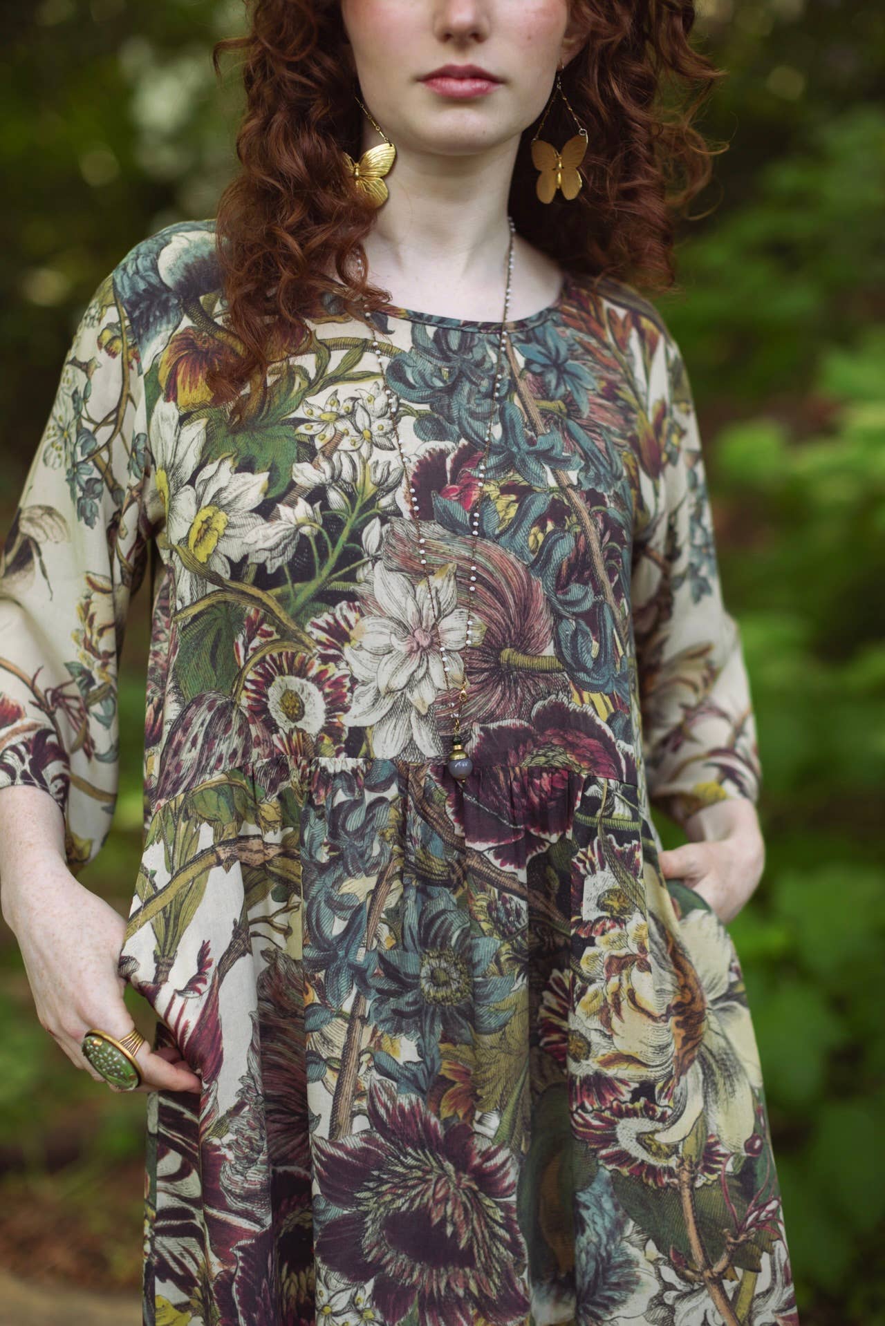 Love Grows Wild Artist Dress Tunic w/ Pockets, Bees & Floral - Suttles & Seawinds