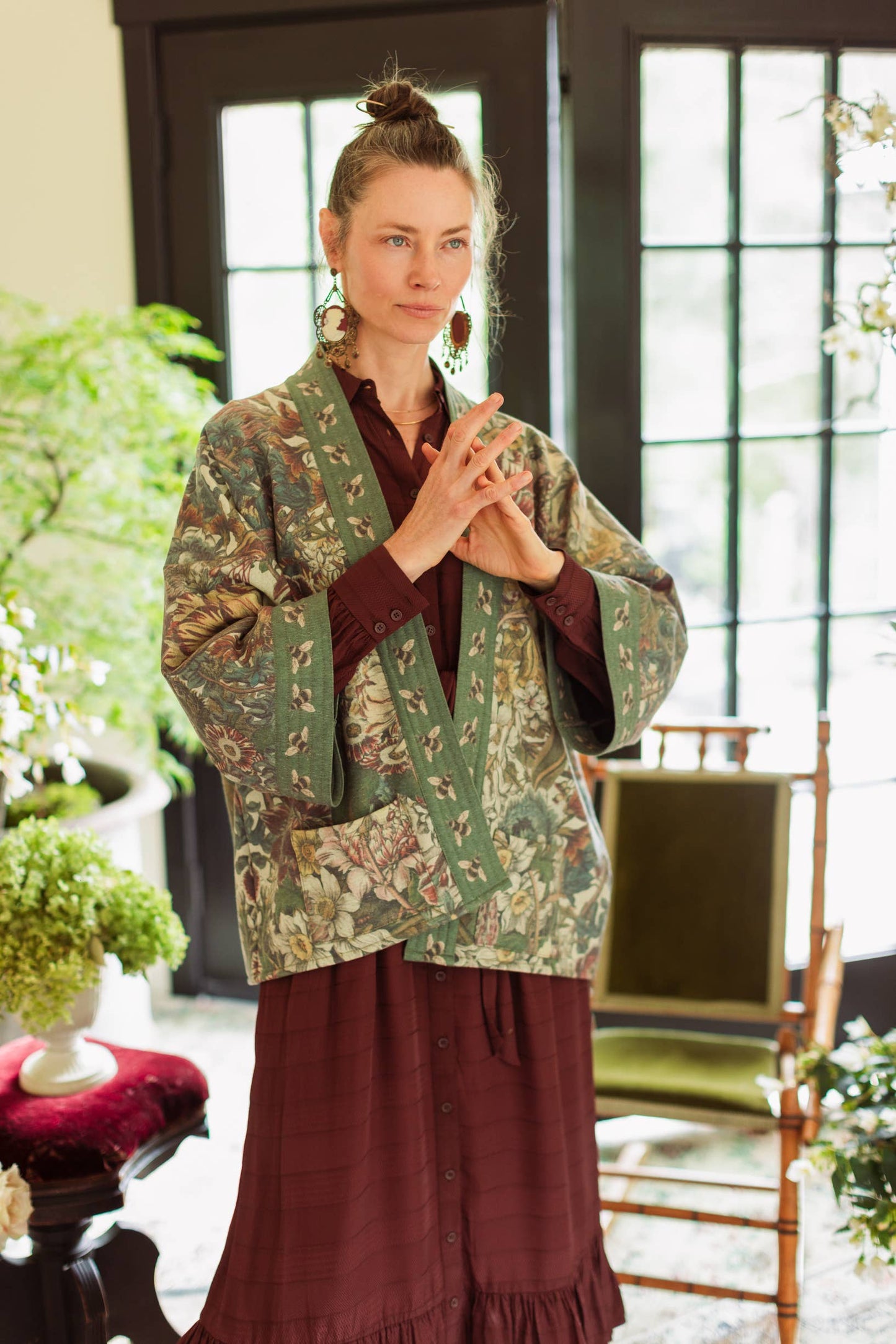 Love Grows Wild Fleece Cottage Cardigan Kimono Jacket - Suttles & Seawinds