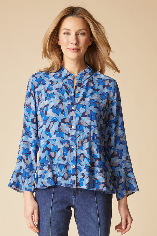 Flounce Shirt in Tide