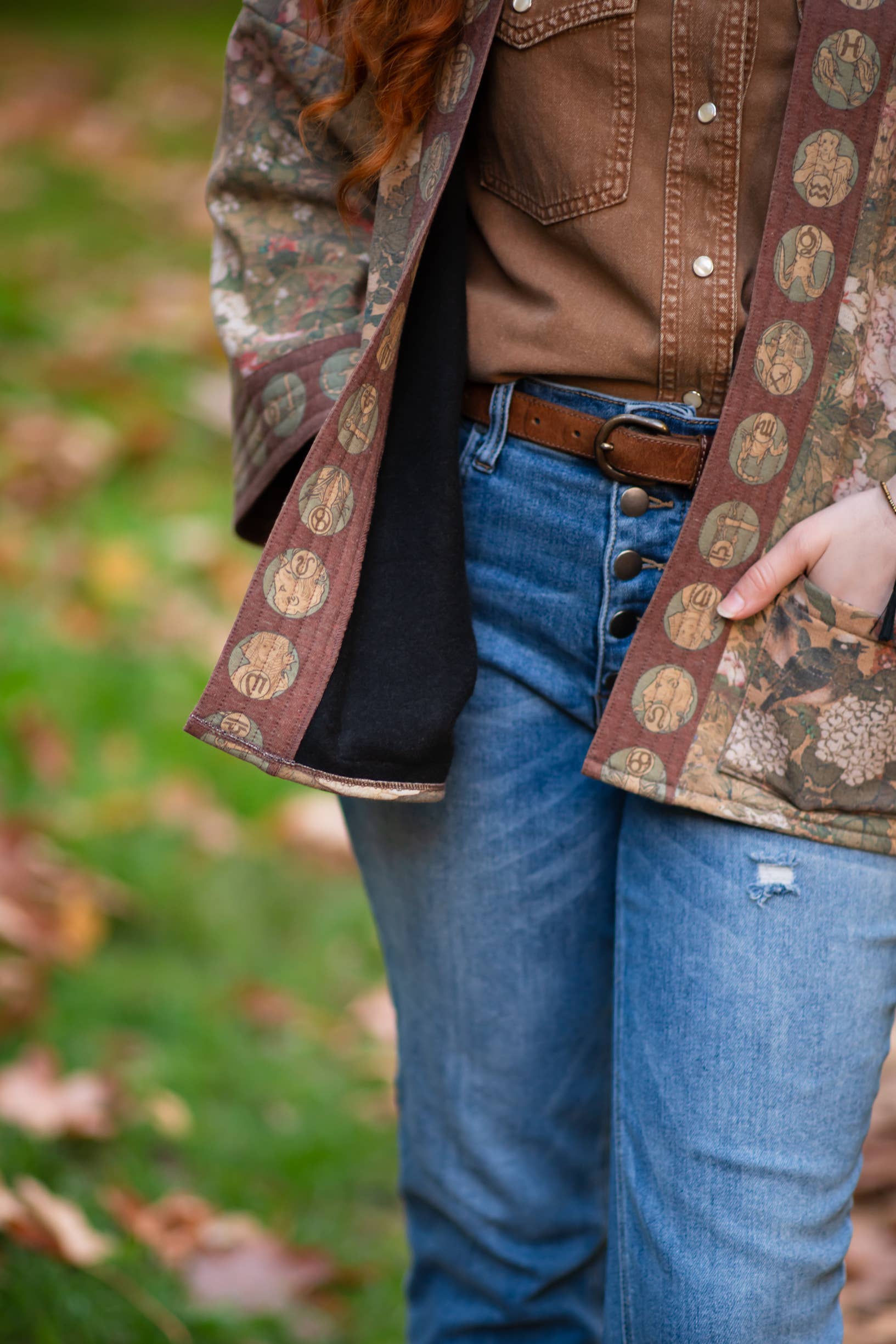 Dream Weaver Fleece Cottage Cardigan Kimono Jacket w/ Zodiac - Suttles & Seawinds