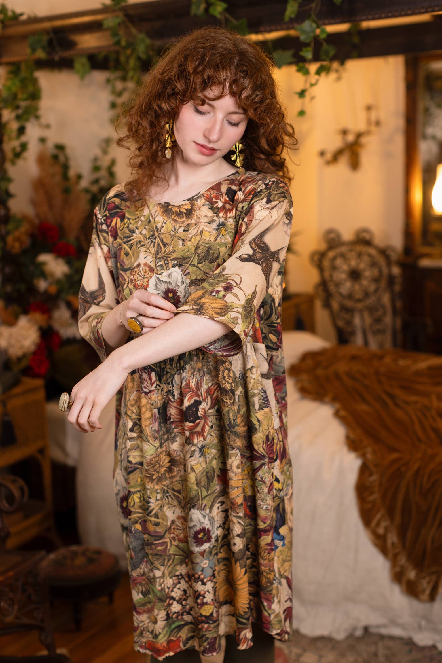 Golden Hour Artist Dress Tunic w/ Pockets & Floral Print - Suttles & Seawinds