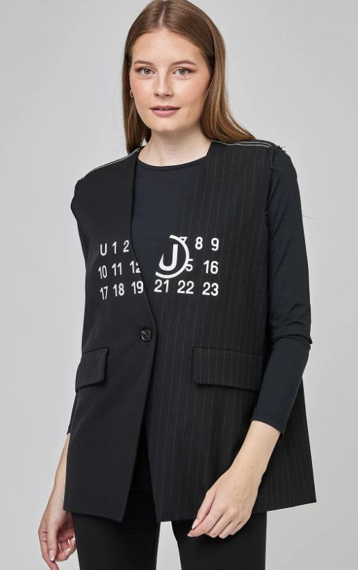 UCHUU-VEST DIGITAL PRINT & STRIPED PANEL