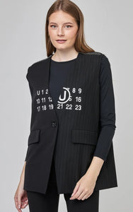UCHUU-VEST DIGITAL PRINT & STRIPED PANEL