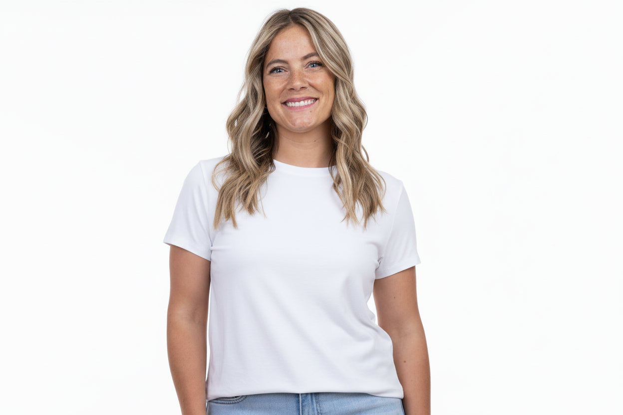 white cropped tshirt with cap sleeve