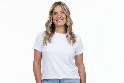 white cropped tshirt with cap sleeve
