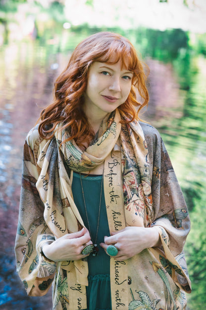 Market of Stars (Worldwide) - Lovelight Scarf with woodland deer, swallow & poetry
