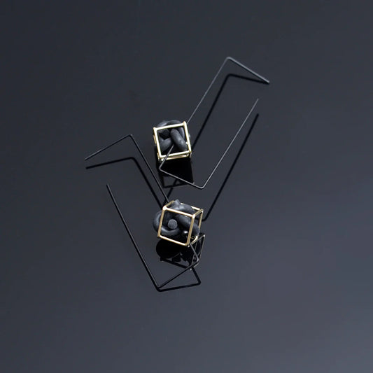 VEER HOOP EARRING - BLACK GOLD