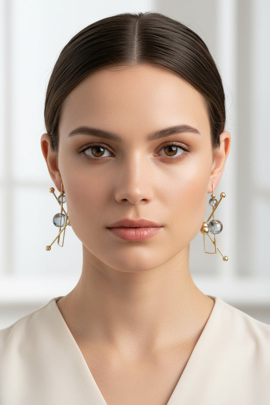 REVE HOOP EARRING - GOLD GREY