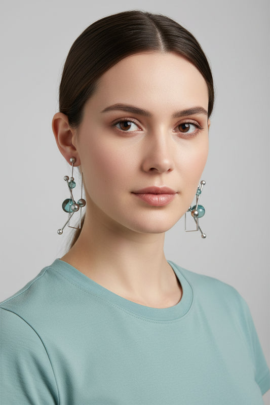 REVE HOOP EARRING - SILVER AQUA