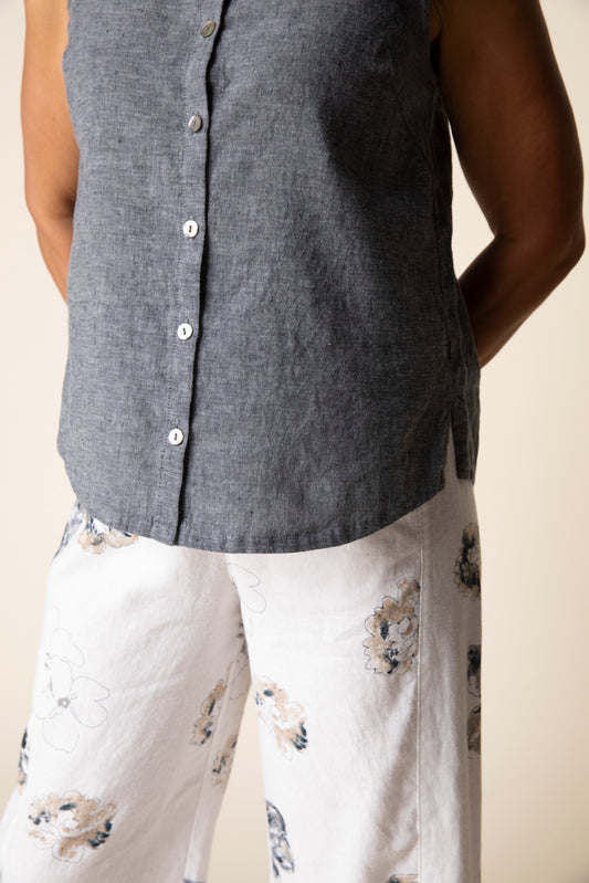 Pleat Back Button Tank - Suttles & Seawinds