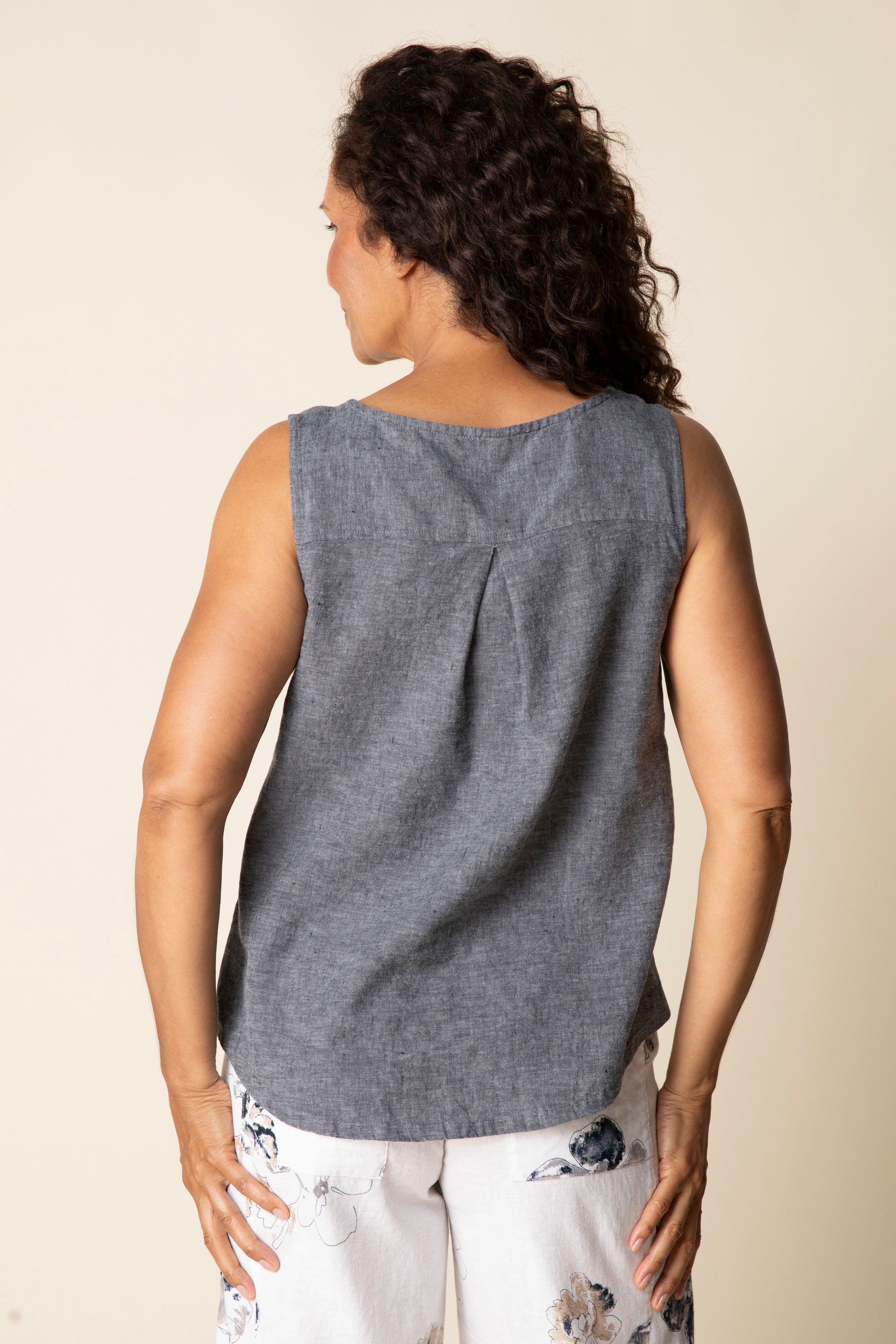Pleat Back Button Tank - Suttles & Seawinds