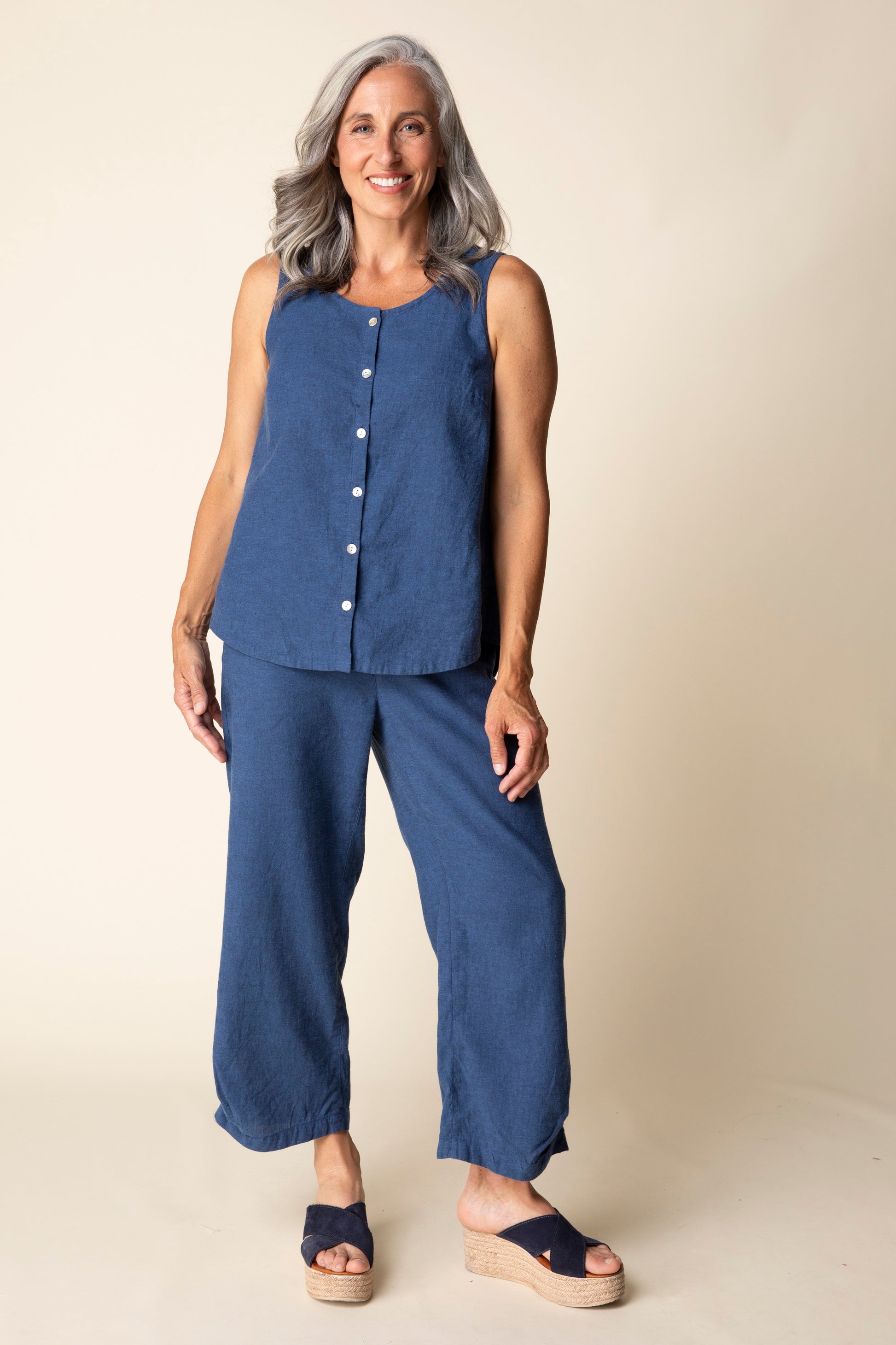 Pleat Back Button Tank - Suttles & Seawinds