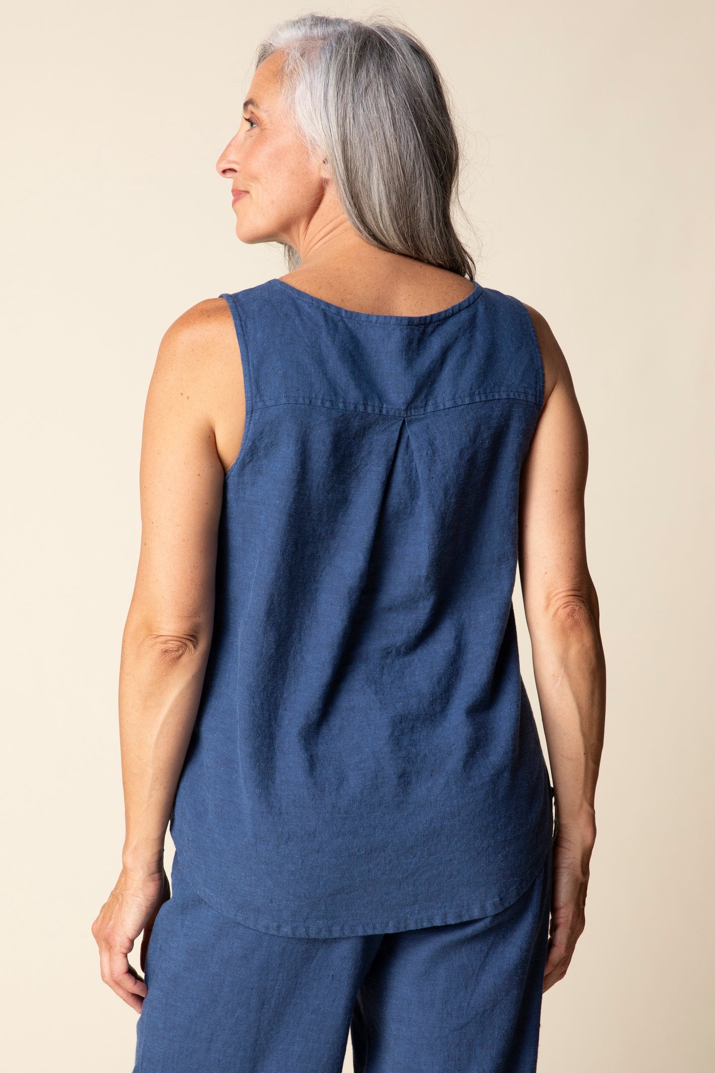 Pleat Back Button Tank - Suttles & Seawinds