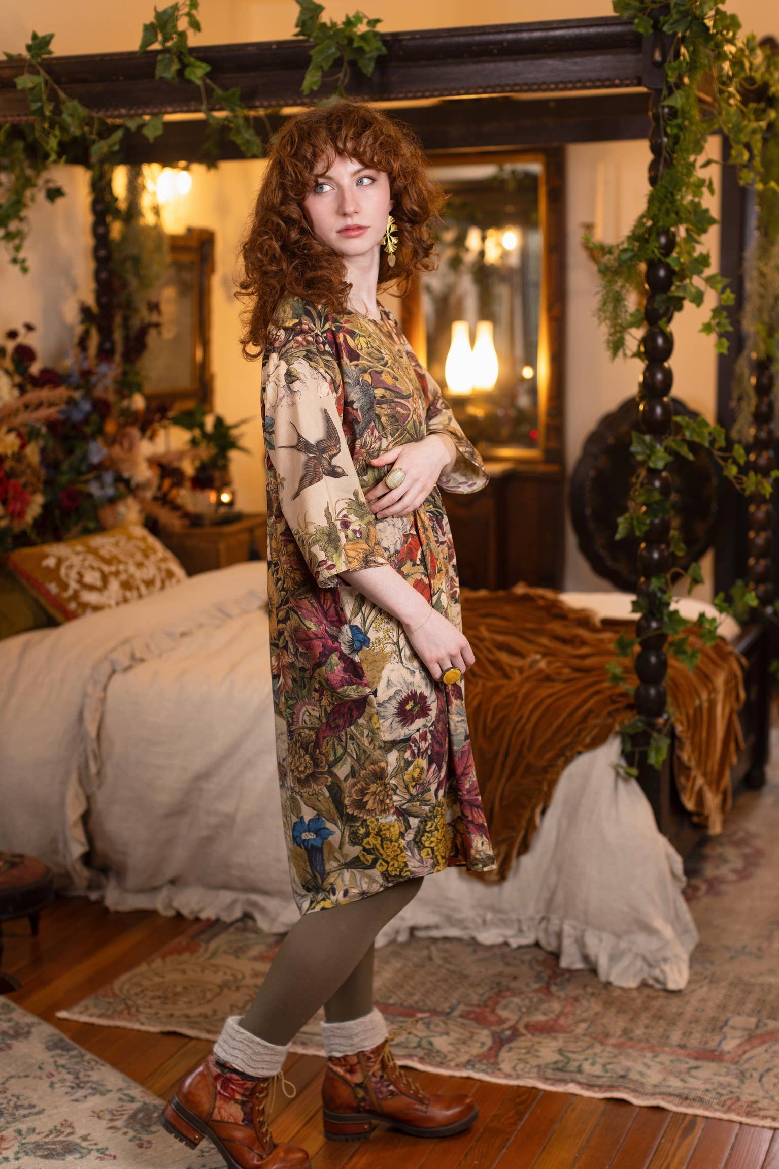 Golden Hour Artist Dress Tunic w/ Pockets & Floral Print - Suttles & Seawinds