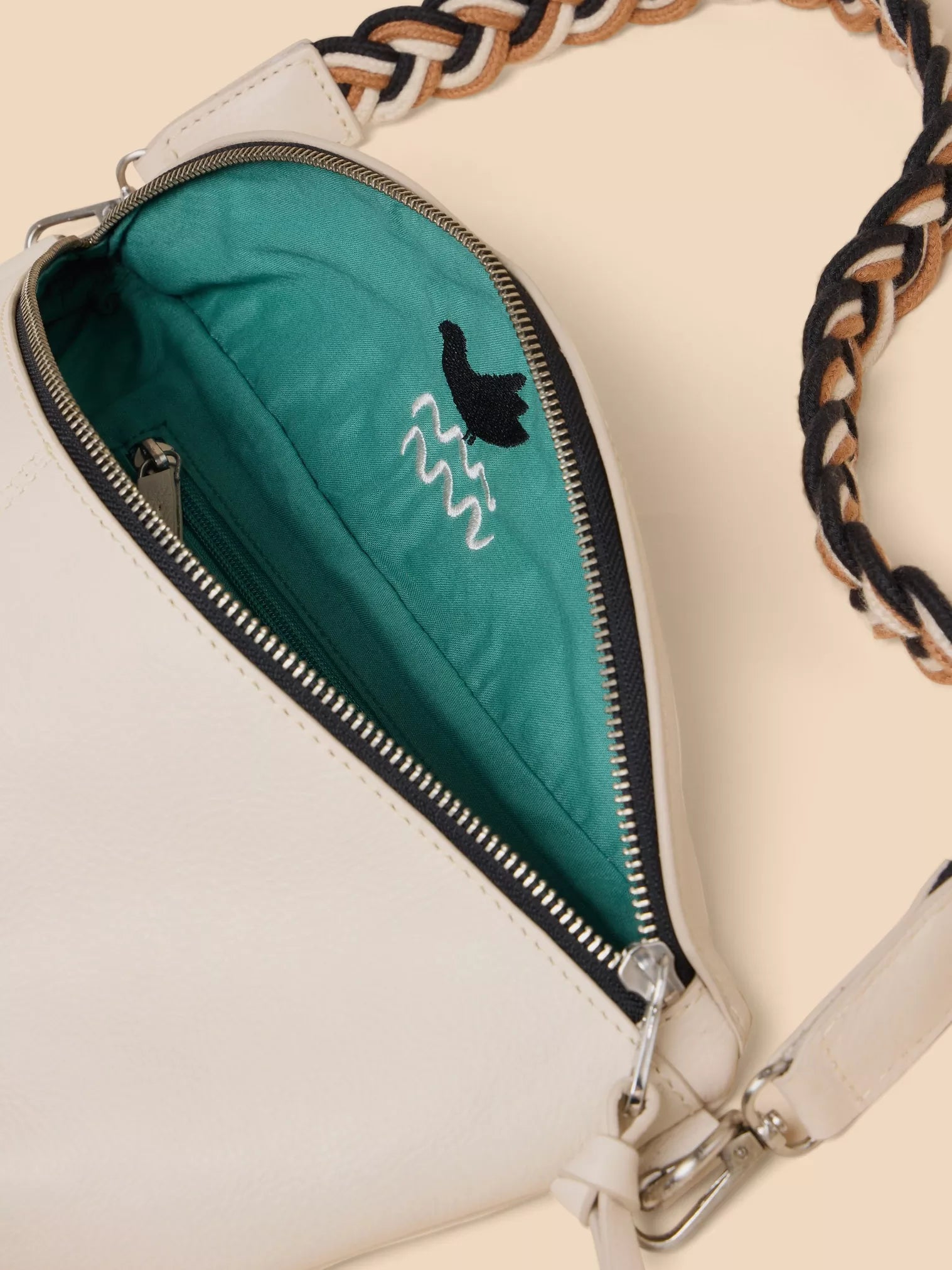 White STUFF SEBBY LEATHER SLING BAG BRIGHT GREEN