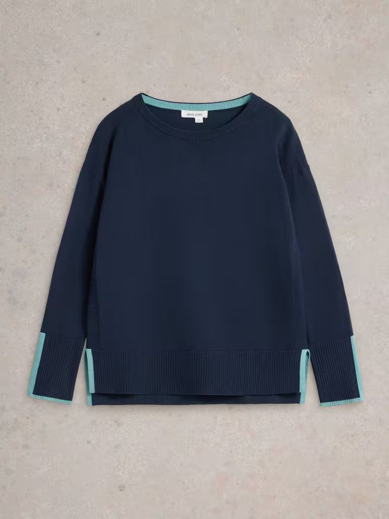 White Stuff Olive Sweater French Navy - Flat Front