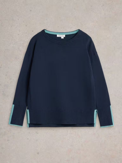 White Stuff Olive Sweater French Navy - Flat Front