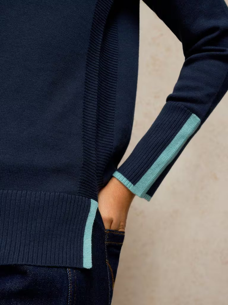 White Stuff Olive Sweater French Navy - Model Detail