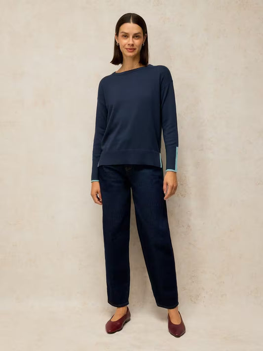 White Stuff Olive Sweater French Navy - Model Front