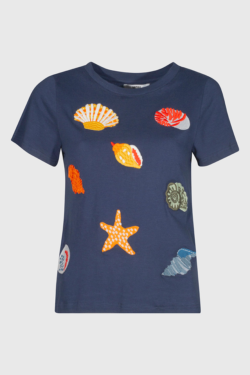 Embroidered Navy Tee