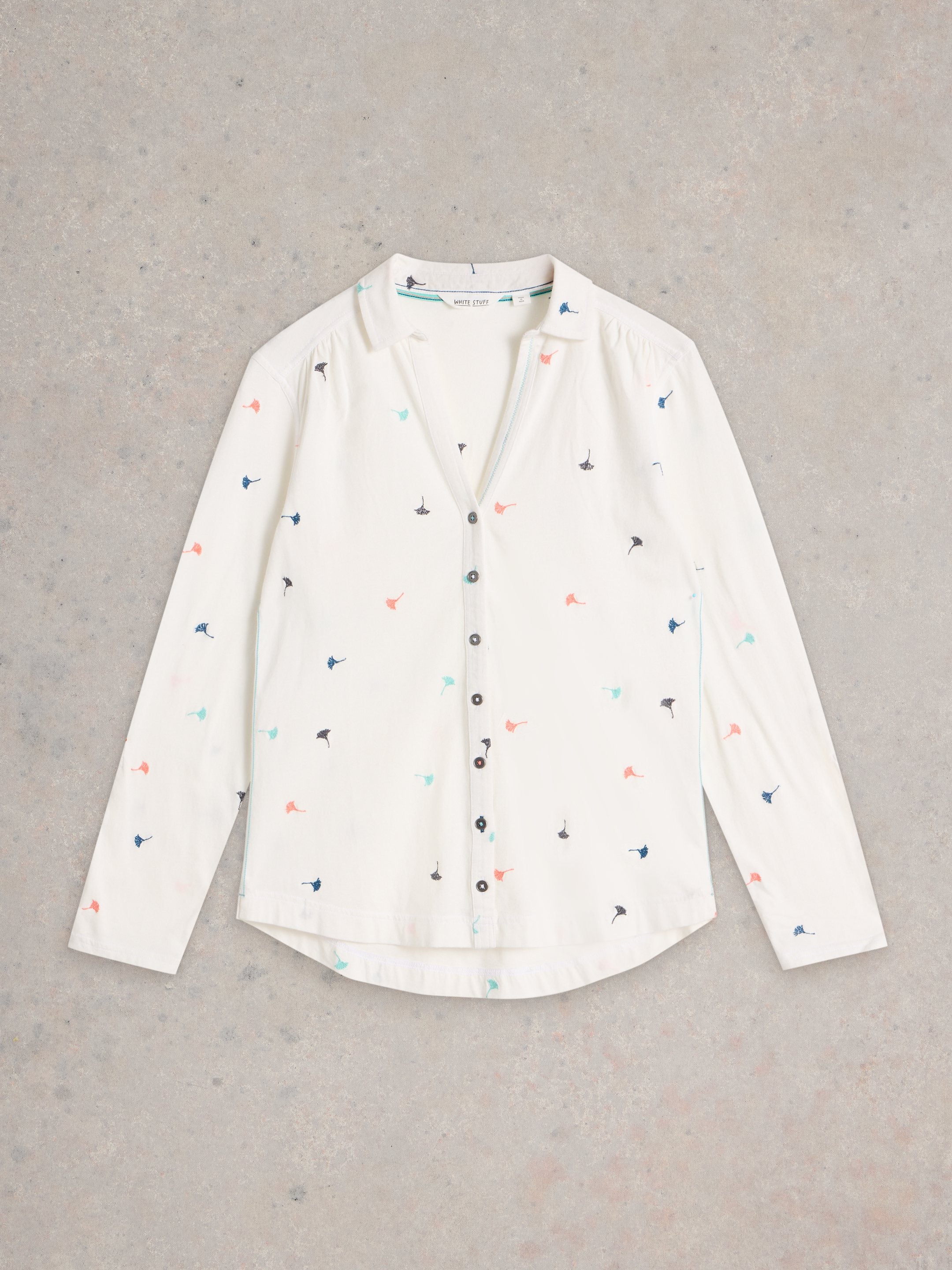 WHITE STUFF - ANNIE EMBROIDERED JERSEY SHIRT