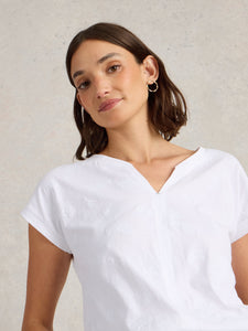 WHITE STUFF - NELLY NOTCH EMBROIDERED TEE