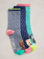 Load image into Gallery viewer, WHITE STUFF - 3PK DOG ANKLE SOCS
