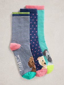 WHITE STUFF - 3PK DOG ANKLE SOCS