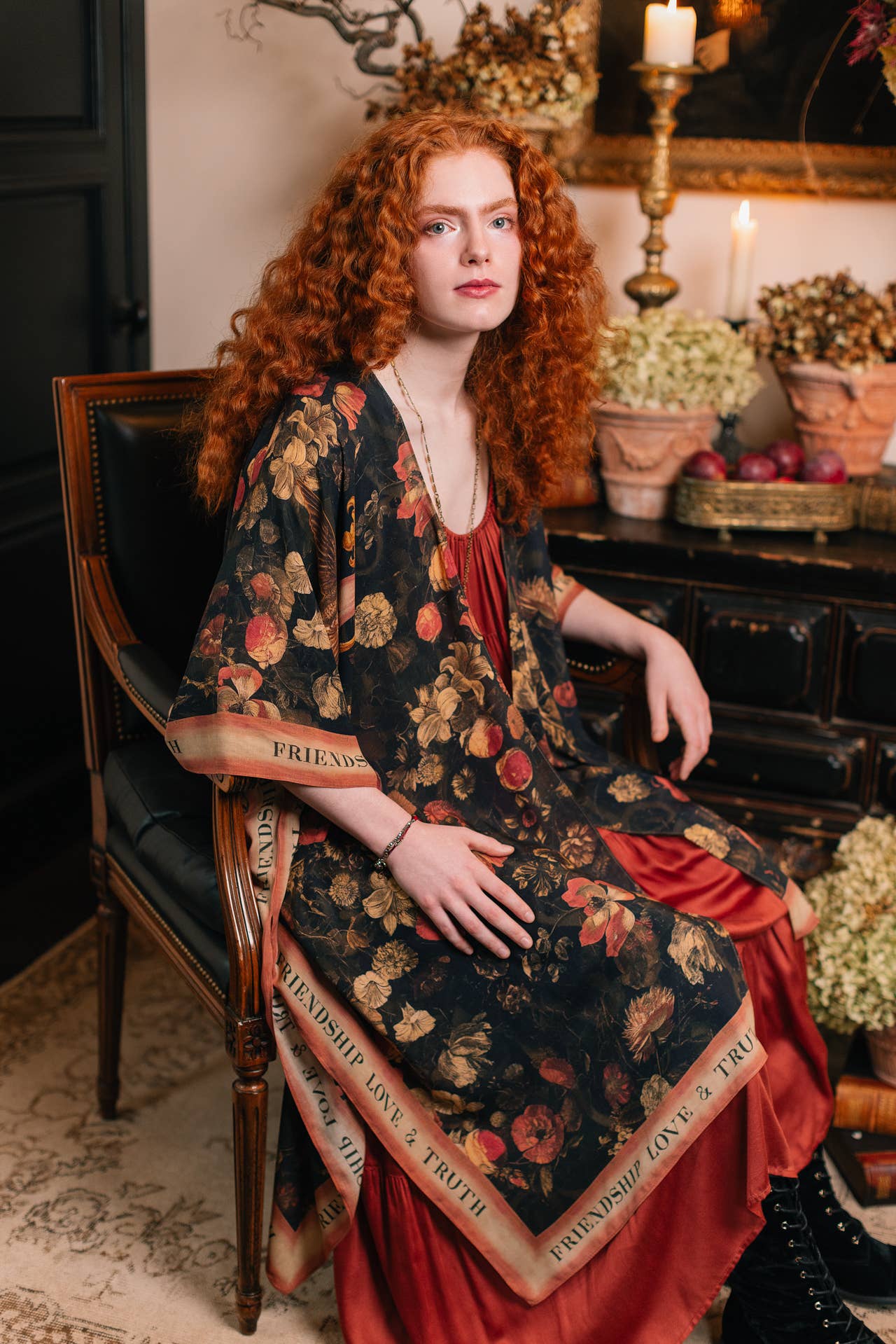 Heart of Gold Goddess Starduster Kimono w/ Sacred Heart - Suttles & Seawinds