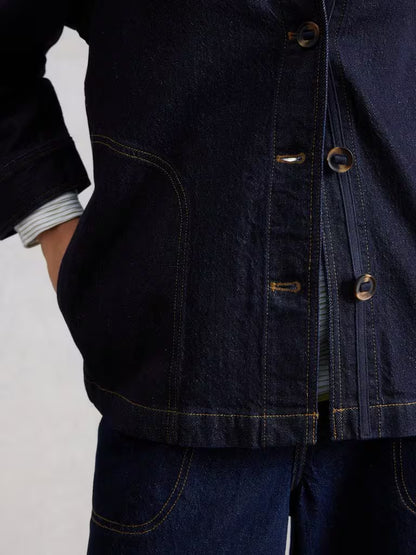 White Stuff Eden Denim Jacket Dark Denim - Model Detail
