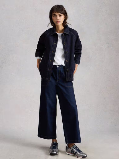 White Stuff Eden Denim Jacket Dark Denim - Model Front