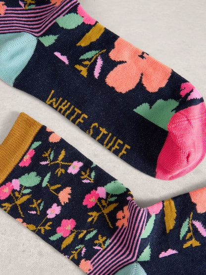 Floral Stripe Ankle Sock - Suttles & Seawinds