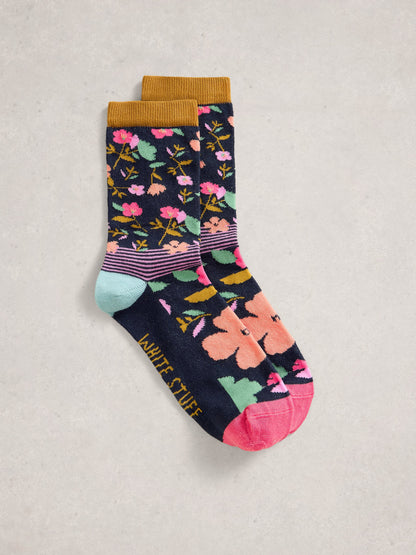 Floral Stripe Ankle Sock - Suttles & Seawinds