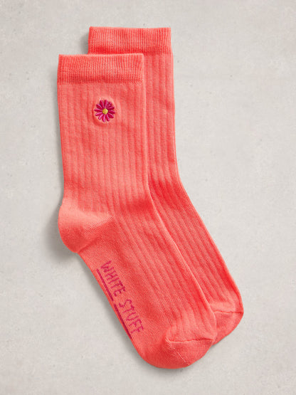 Embroidered Flower Rib Sock - Suttles & Seawinds