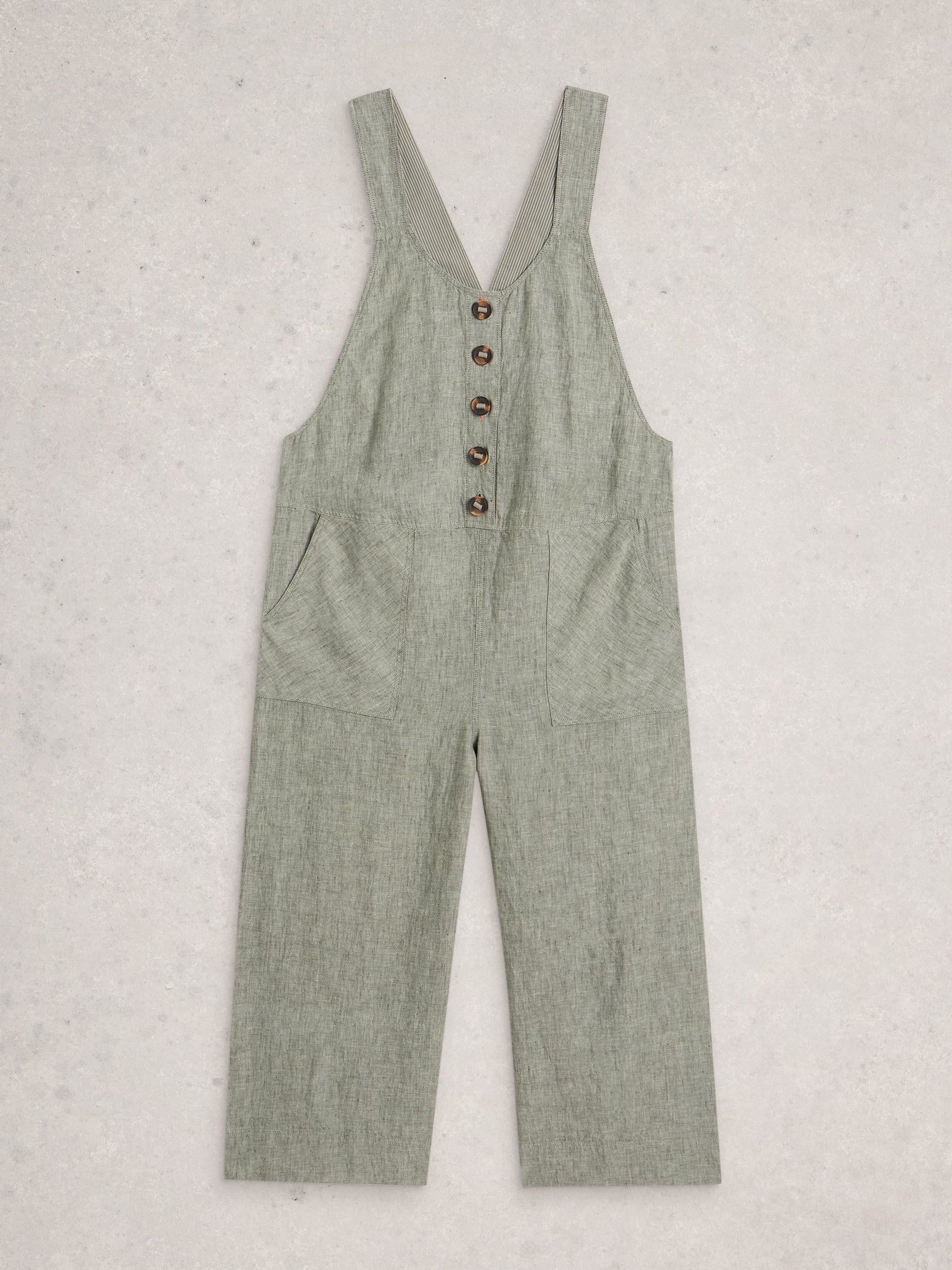 Viola Linen Dungaree - Green - Suttles & Seawinds