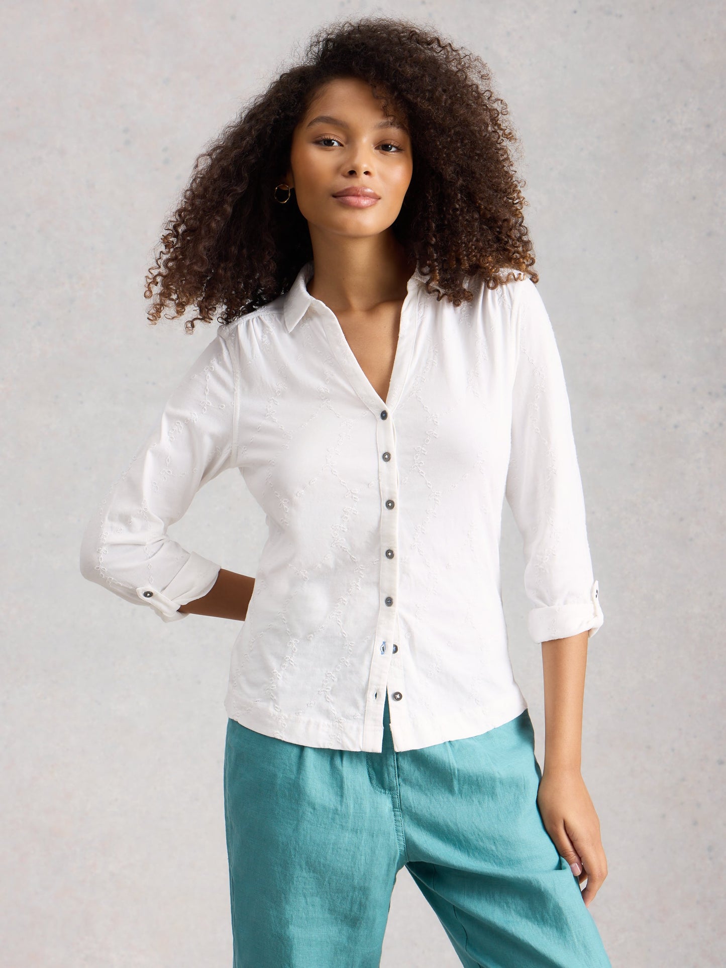 ANNIE BRODERIE JERSEY SHIRT