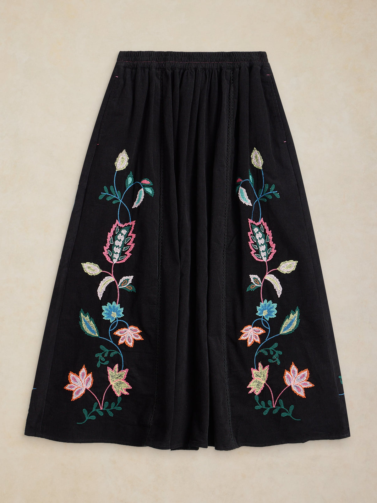 Wren Embroidered Cord Skirt