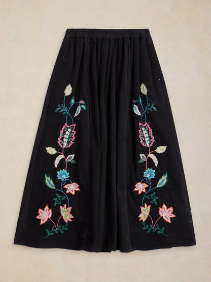 Wren Embroidered Cord Skirt