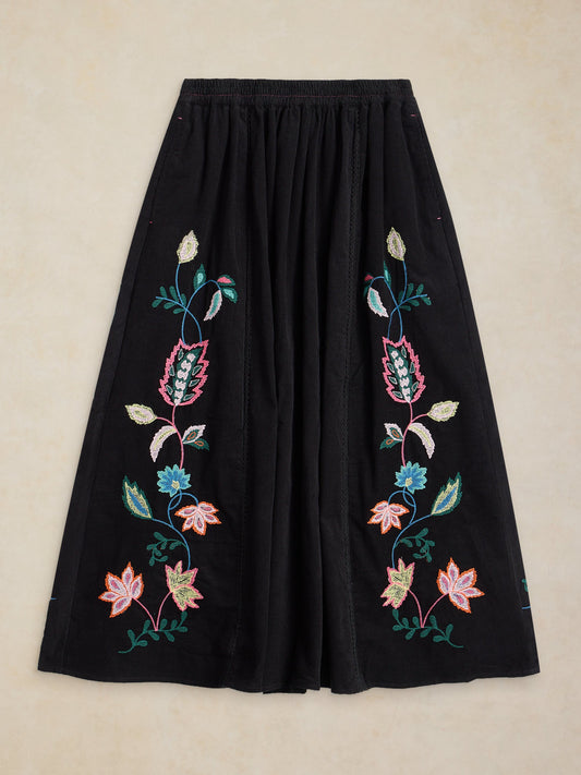 Wren Embroidered Cord Skirt