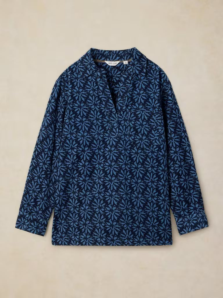 White Stuff Sage Longline Cord Tunic Blue Multi - Flat Front