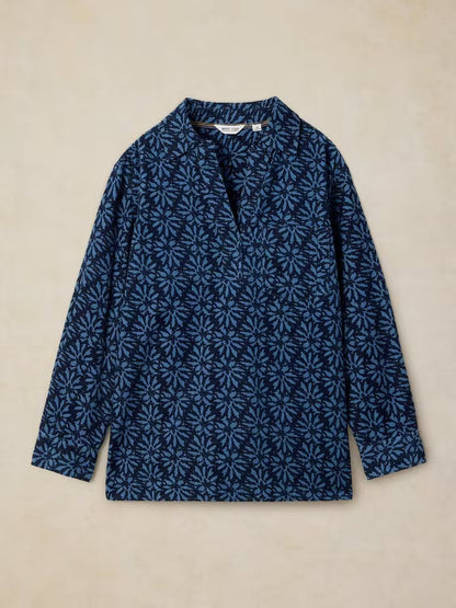White Stuff Sage Longline Cord Tunic Blue Multi - Flat Front