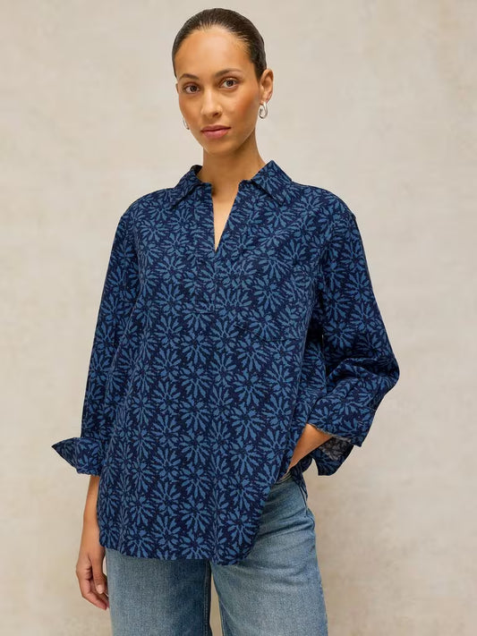 White Stuff Sage Longline Cord Tunic Blue Multi - Lifestyle