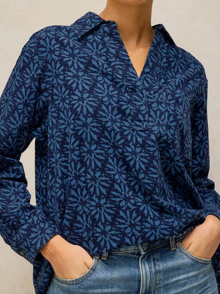 White Stuff Sage Longline Cord Tunic Blue Multi - Model Detail