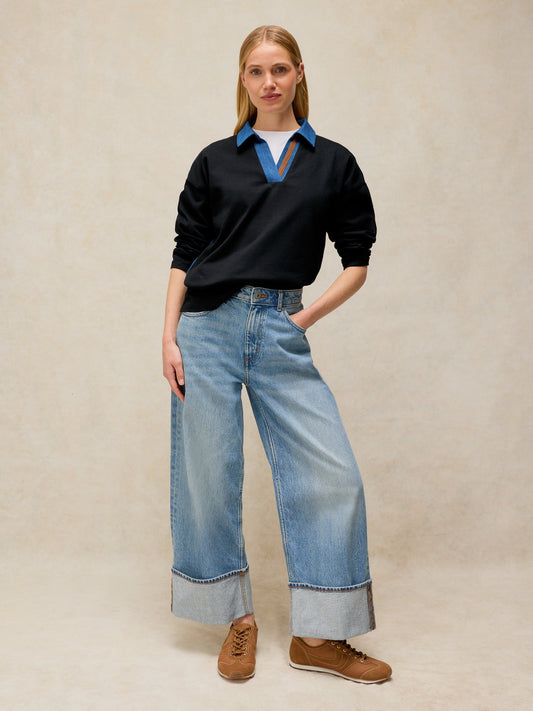 Denim Mix Rugby Top