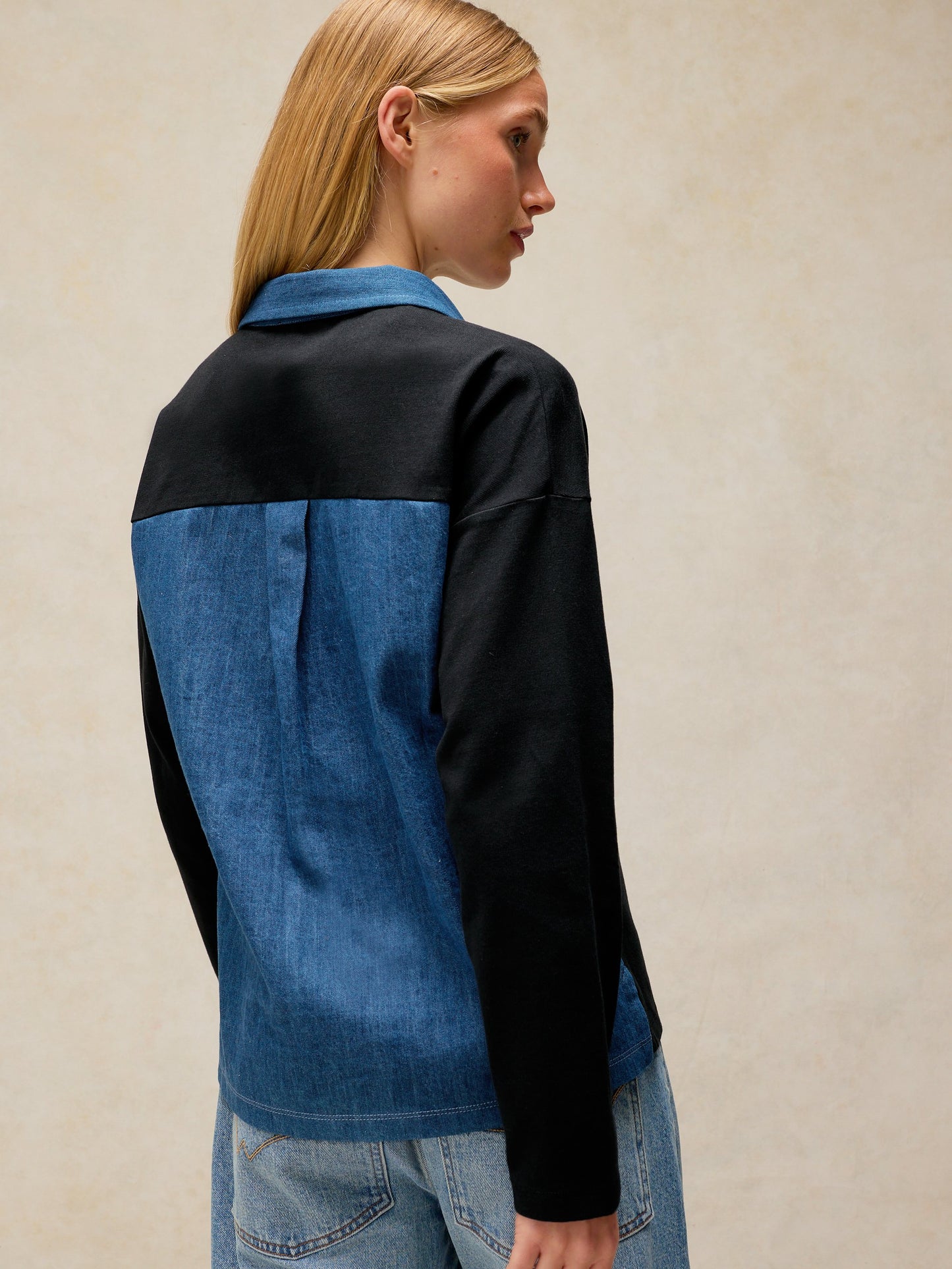 Denim Mix Rugby Top
