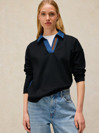 Denim Mix Rugby Top